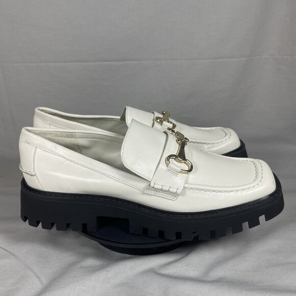 Open Edit Women's White Square Toe Lug Soles Loafers Shoe Size 8.5-NEW - Picture 1 of 8